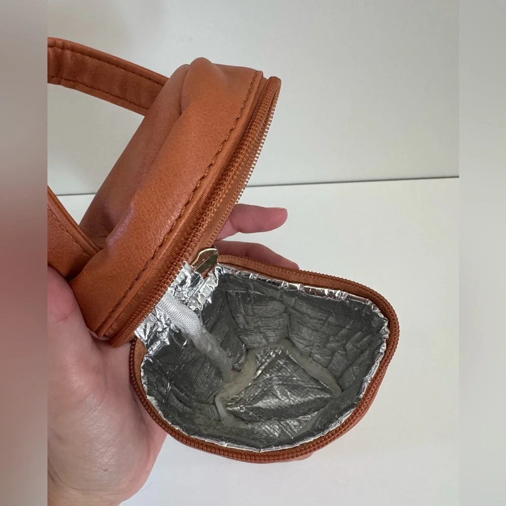 Leather Saddle Brown Insulated Baby Bottle Bag for Travel
